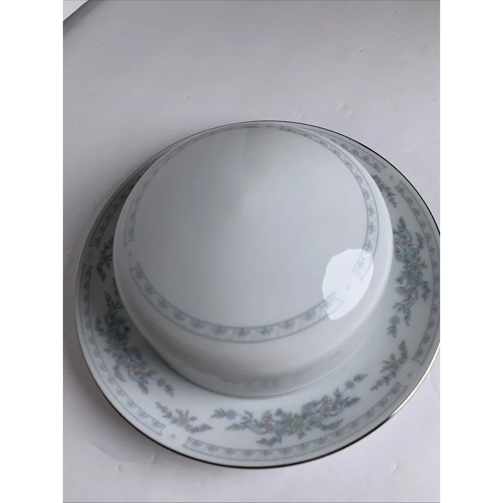 Vintage Somerset By NL Excel Covered‎ Butter Dish Floral Silver Trim